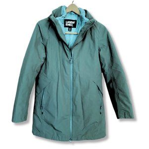 Lands End Women's Green Waterproof 3 in 1 Primaloft Squall Hooded Parka Coat P/M